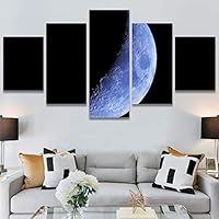 SIGNWIN 5 Panel Canvas Wall Art Aerial Astronomy & Space Expressive Global Moon Multicolor Photography Realism Warm for Home Decorations Ready to Hang - 60