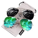 ✔LEICHTE UND KOMFORTABLE TRAGERFAHRUNG - Diese Pilotensonnenbrille besteht aus hochwertigem Metalllegierungsmaterial mit glänzender Beschichtungsoberfläche, die gegen Allergien getestet wurde. Das Merkmal der hohen Schlagfestigkeit und des elastischen Koeffizienten macht den Rahmen hautfreundlicher, leichter und langlebiger. Jede Kante ist geglättet und poliert, sodass Sie vergessen, dass Sie sie tragen.