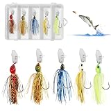 Eulihent 5 Stück Chatterbait Hecht 15g, Chatterbait Kunstköder Set, Barsch Köder, Chatterbaits, Kunstköder zum Raubfischangeln (Hakengröße 3/0)
