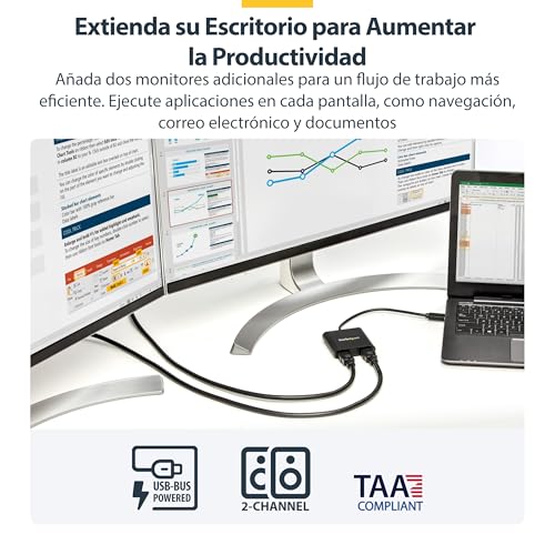 Adaptador USB-A a HDMI Doble StarTech con Soporte 4K para Windows ARM y Snapdragon X 4