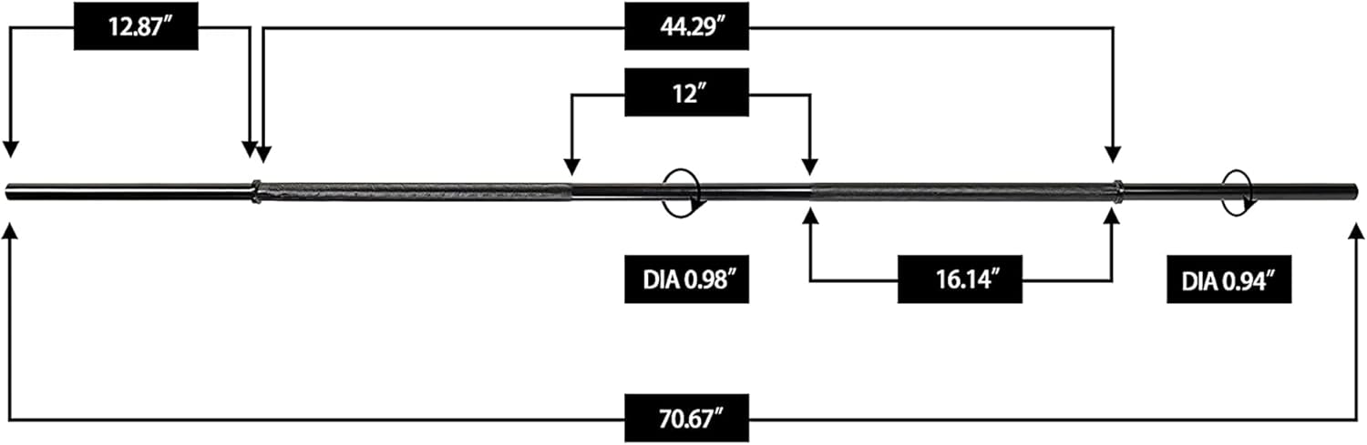 Fitvids Olympic Barbell Standard Weightlifting Barbell, 1IN6FT