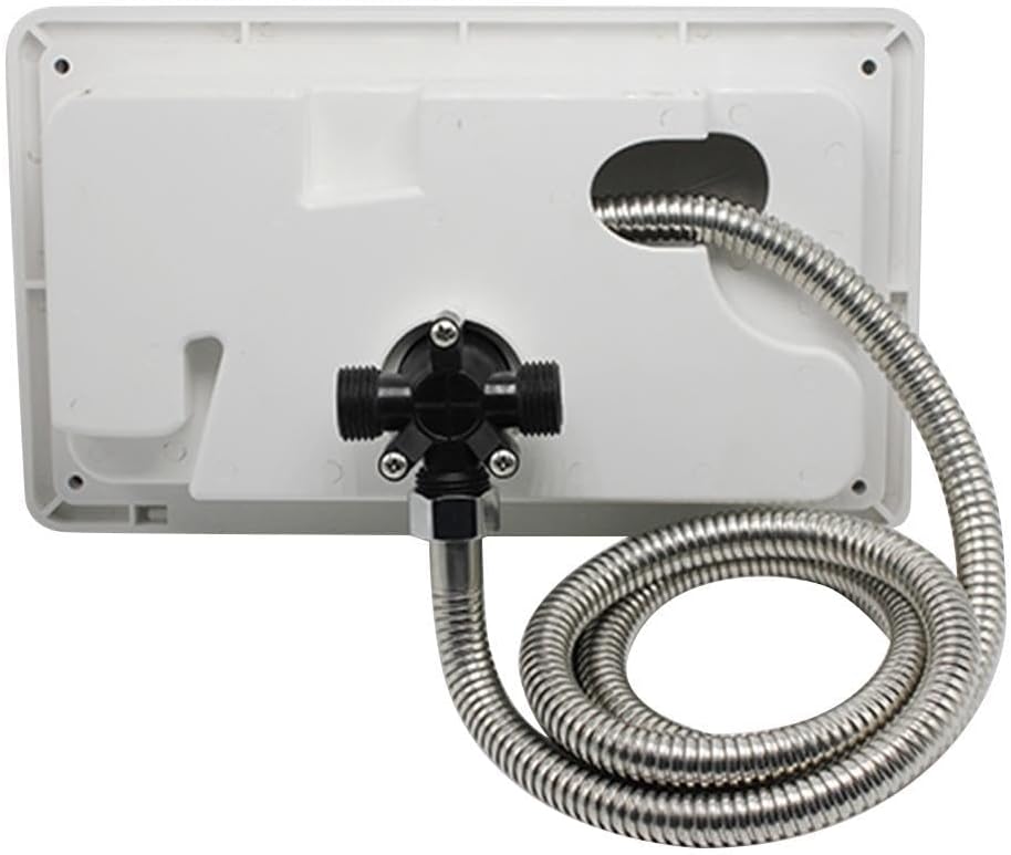 Pongnas Comprehensive Outdoor RV Shower Box Kit with Faucet, Hose, and Wand for Easy Installation (Black)