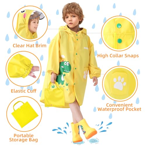 Rain Poncho Kids, Waterproof Rain Coat with Hood, Lightweight Portable Toddler Rain Jacket for Children Boys Girls3