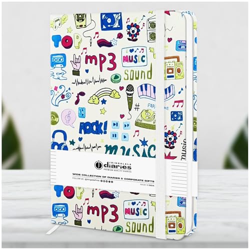 Image of Jhingalala Diaries - Hardbound Leather Cover Pocket Size Corporate Executive Diary Notebook I Pocket Diary For Men and Women I A6 Size I 80gsm Paper I 192 Ruled Pages (Music)