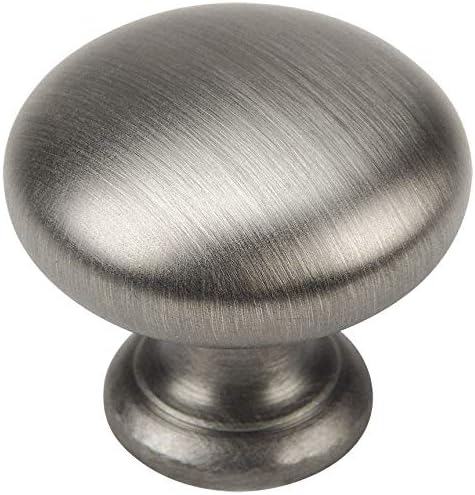 Cosmas 10 Pack 4950AS Antique Silver Cabinet Hardware Round Mushroom Knob - 1-1/4 Diameter