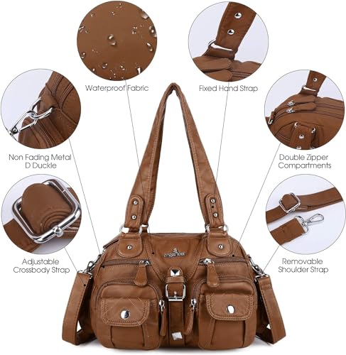Image of Angel Kiss Hobo Crossbody Purses for Women Shoulder Bag Multipocket Soft Hobo Purses Removable Strap Leather Handbags