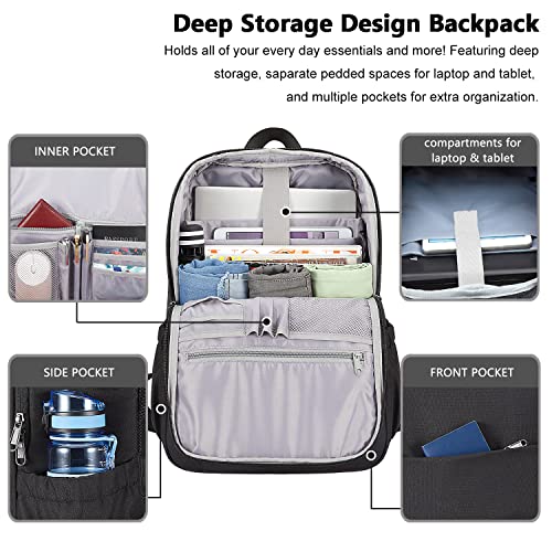 Maxtop Deep Storage Laptop Backpack With Usb Charging Port[Water Resistant] College Computer Bookbag Fits 16 Inch Laptop,Black #TOP1