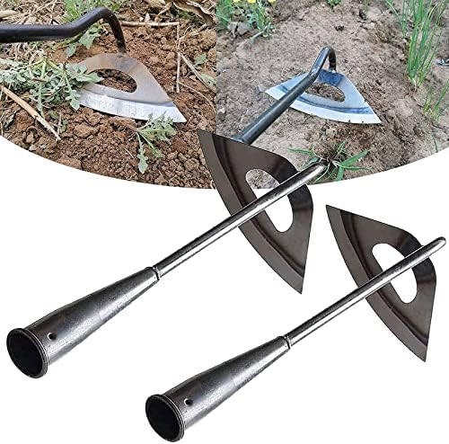 BXXLOOKG 2Pcs All-Steel Hardened Hollow Garden Hoe, Durable Long Handle Weeding Tool for Backyard, Farm Planting, Loosening Soil, Sharp Weed Puller Tool for Gardening