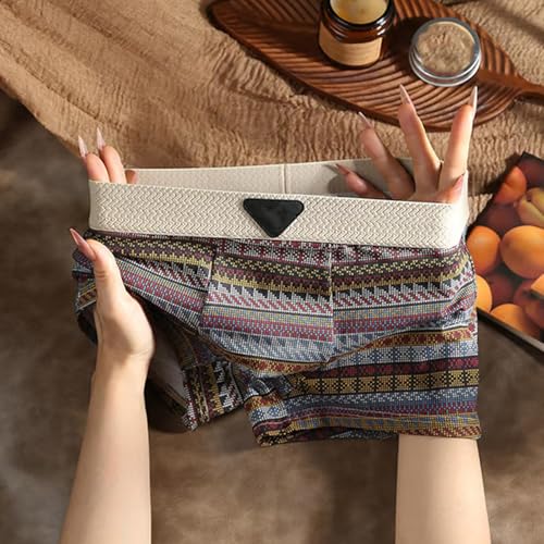 Men's Premium Cotton Boxer Briefs,Men's Boxer Brief Underwear,Retro Pattern Design,Breathable Mesh Underwear for Men3