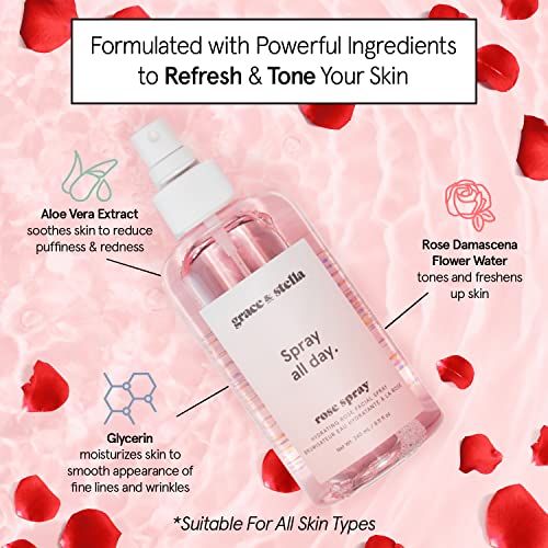 Rose Water Facial Spray (30Ml) - Vegan - Rose Water Spray Toner For Face - Rose Spray Facial Mist - Rosewater Spray Rose Hydrosol By Grace And Stella #TOP3