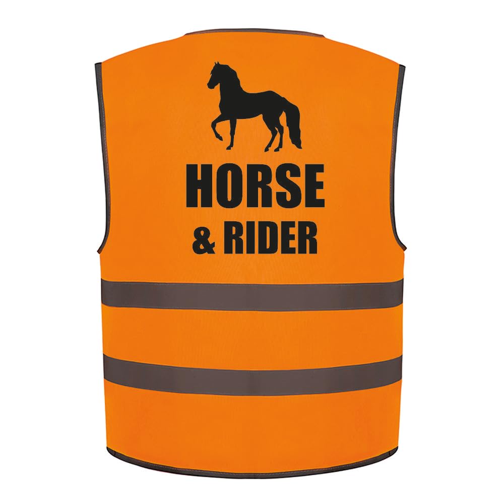 Brook Hi Vis Uk Orange Brook Hi Vis Horse & Rider Kids Hi Vis Vest Children's High Visibility Reflective Safety Waistcoat Horse Riding Equine, Add Child's Name To The Front, Personalised