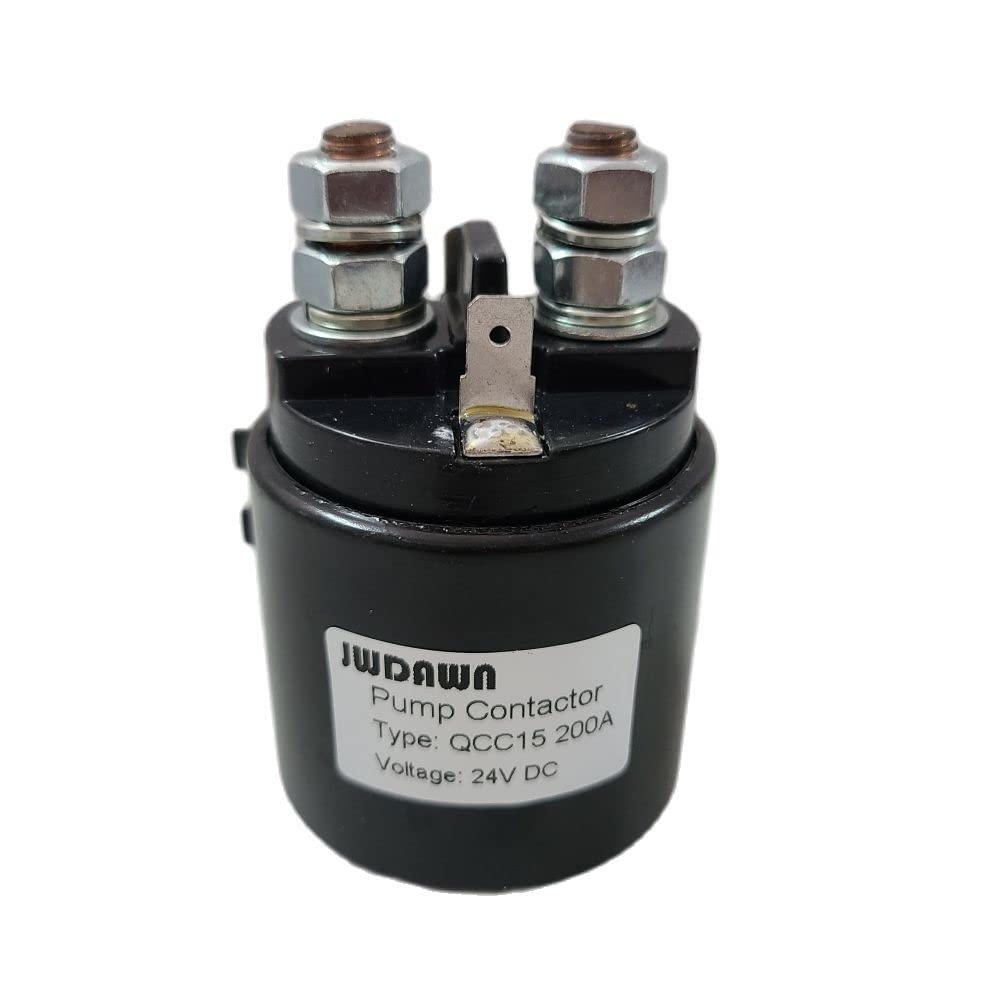 JWDAWN QCC15 200A Hydraulic Pump Motor Contactor 12V 24V Coil 200 Amp Pump System Solenoid Relay Switch Electric Pallet Truck Stacker Forklift Material Handling Cart Lift Aerial Platform (QCC15 24V)