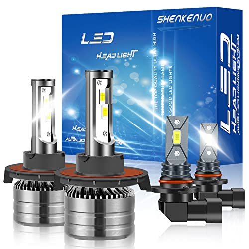 SHENKENUO Fit For FORD F-250 / F-350 / F-450 / F-550 (2005-2020) 9008/H13 High/Low Beam LED Headlight Bulbs +9145 LED Fog Light Bulbs,400% Brightness, 6500K Cool White,Pack of 4