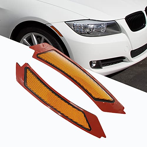 KYYET Compatible with BMW E90 E91 LCI 2009 2010 2011 4 Door Sedan Side Marker Lamps Bumper Reflector(Amber Lens)