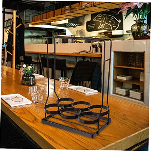 Soporte para botellas vino con asa de madera miniatura 6