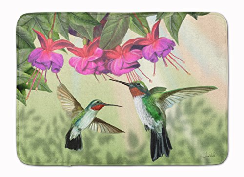 Caroline's Treasures PTW2051RUG Fuchsia and Hummingbirds Machine Washable Memory Foam Mat, Bathroom Rug, Non-Slip Bath Mat, Durable Thick Washable Rugs for Kitchen, Bathroom Quick Dry, Decorative Artw