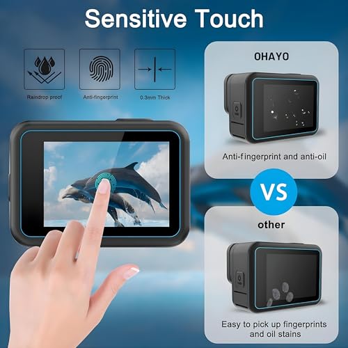 Image of OHAYO Military Strength Tempered Glass Screen Protector For GoPro Hero 13| 9H+ Hardness, Strong Protection, Full Screen Edge-to-Edge Cover, Scratch Resistant, Bubble-Free Install, Ultra HD Clarity,With installation kit, Complete Set Of 3 Glass