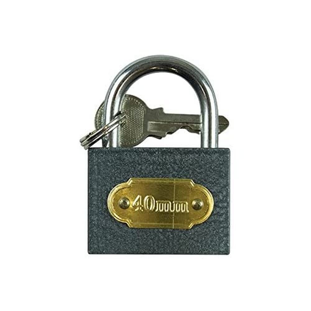 Grey Metal Cast Iron Padlock with Keys (4cm x 0.6cm) Pack of 1 - Durable,Ideal for Gates, Sheds, Outhouses, Lockers & More