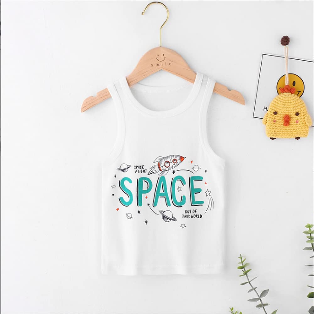 Garçons Gilets à Col Rond sous-Vêtements, T-Shirt Respirant sans Manches, Débardeurs en Coton Doux pour Enfants, sous-Vêtements Blancs ou Imprimés pour Enfants de 2 à 10 Ans
