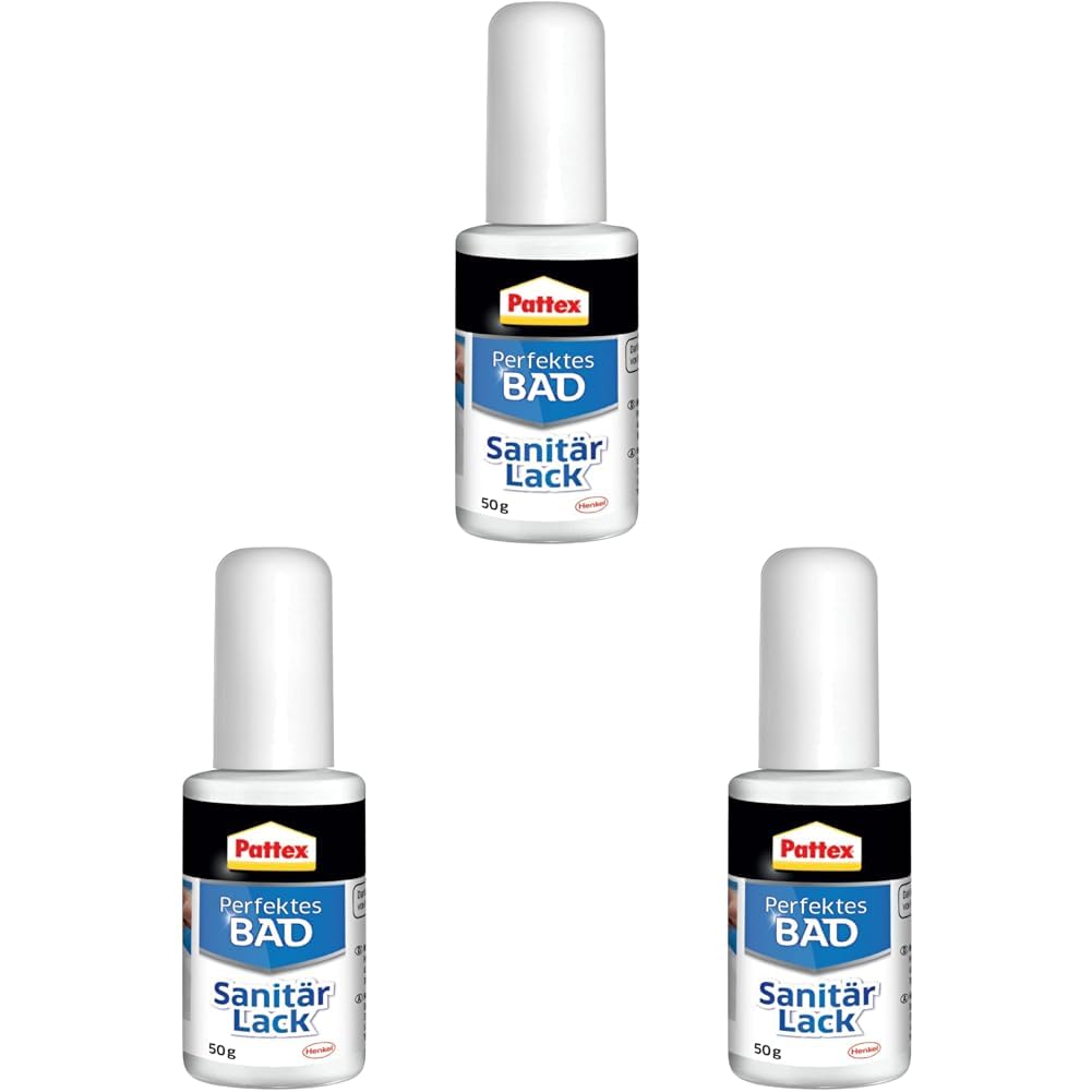 Pattex Perfektes Bad Sanitär Lack, weißer Fugenstift für die Reparatur von Rissen und Kratzern, ideal für die Fliesen Reparatur in Bad und Küche, schnell und wasserfest*, 1x45g Pinselflasche