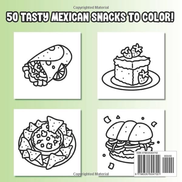 Mexican Foods & Snacks Coloring Book: 50 Bold and Easy to Color Designs with Thick Lines for Adults, Seniors, and Kids image 3