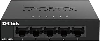 D-Link DGS-105GL, Ethernet Switch, 5 Port Gigabit Unmanaged Desktop Plug and Play Sturdy Metal Housing Fanless Design EEE