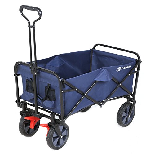 Sekey Faltbarer Bollerwagen mit Bremsen Faltbar Handwagen Klappbar Gartenanhänger Gartenwagen...