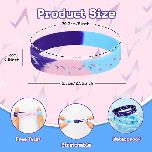 Pulseras de silicona Kpop apilables y resistentes con diseño de rayo 2