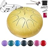 Rain Drum for Outside Garden, 8 Note 6 Inch Steel Tongue Drum, Chakra Drum for Rain Music Chime, Musical Instruments When It Rains, Meditation Accessories for Camping, Meditation, Yoga, Education(6dri