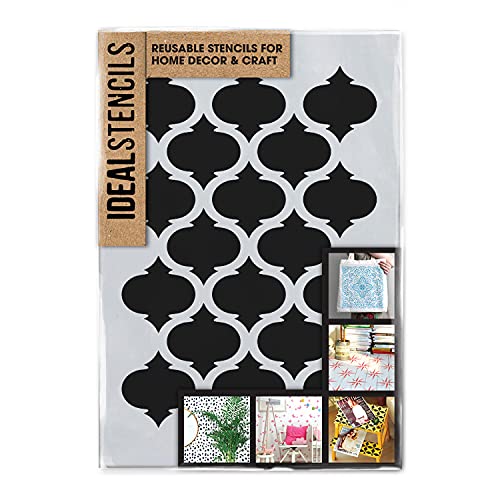Ideal StencilsMoroccan Quatrefoil Pattern | Home Decor Craft A4 Size | for Painting Floors, Walls , Floors, Fabrics and Furniture | Home Decor Art | Reusable Plastic