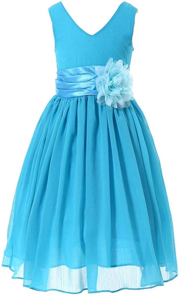 Bow Dream Junior Bridesmaids V-Neckline Chiffon Flower Girl Dress: Clothing, Shoes & Jewelry