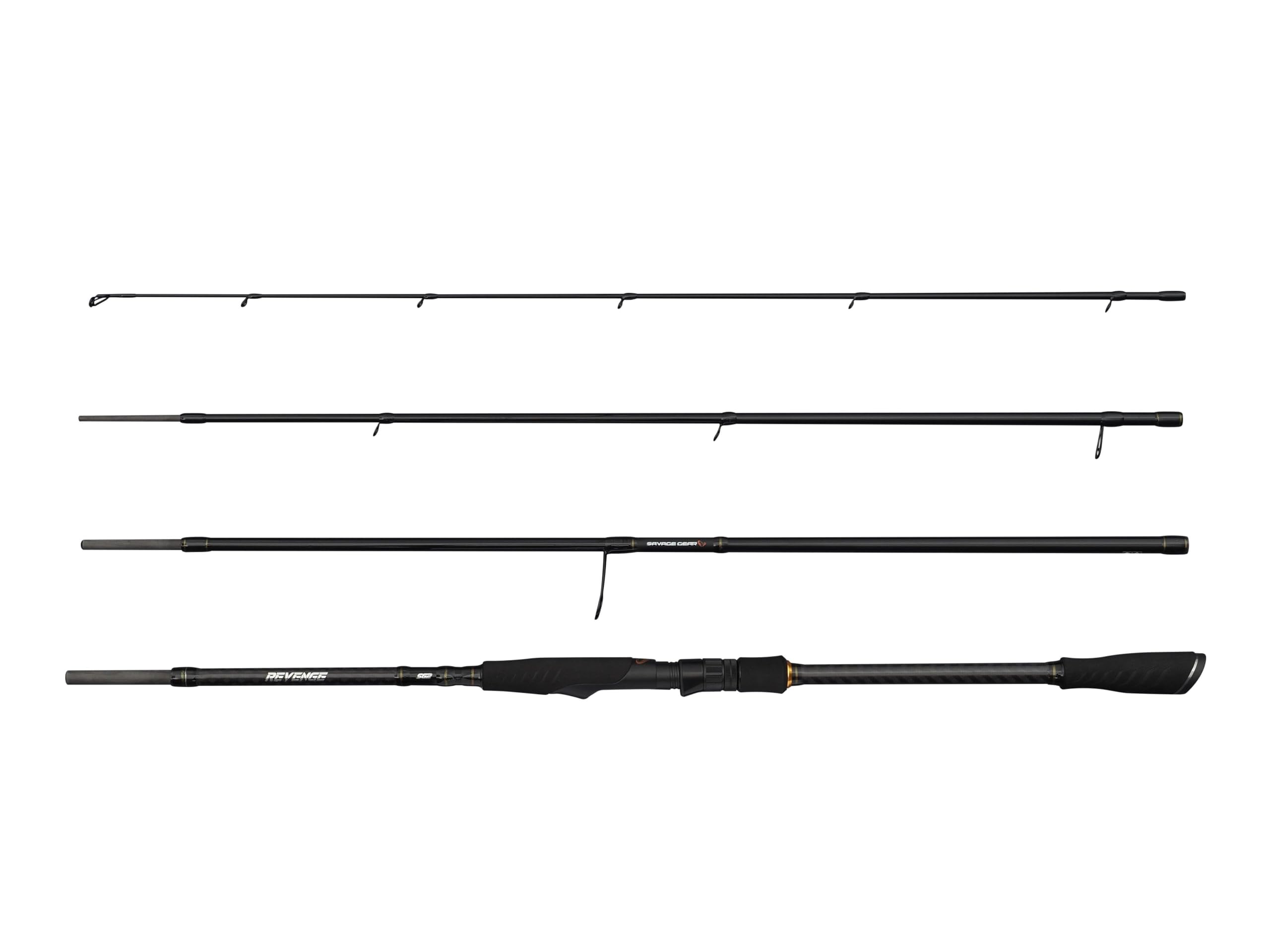 Savage Gear Revenge SG2 Medium Travel Fishing Rod | Freshwater Spinning Rod for Pike, Perch & Zander | Medium Lure Control | 24+30T Carbon Blank | SeaGuide CCS Guides | 2.69m | 15-45 g