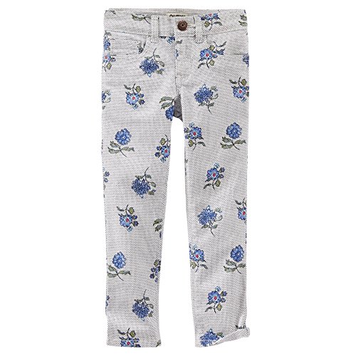Oshkosh Girls Super Skinny Floral Dot Stretch Twills; Blue, 5