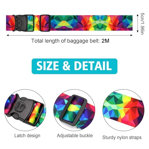 MOTONG 2 Stück Koffergurt-200CM Kofferband Verstellbare Rutschfestes, Kofferband Auffällig Personalisierte Zur schnellen Identifizierung Kofferbänder Kreuzgurt, Luggage Strap(Farbig)