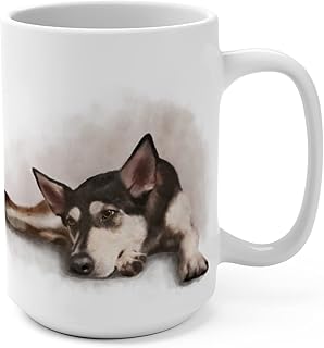 Husky Mug, Shepherd Mug, Personalized Dog Mug, Cute Dog Coffee Mug Gift For Dog Mom, Large Coffee Mug Dog Lovers, White Ceramic 15 Oz Mug Dog Lover Gift (Dog On Left Side Of Handle)