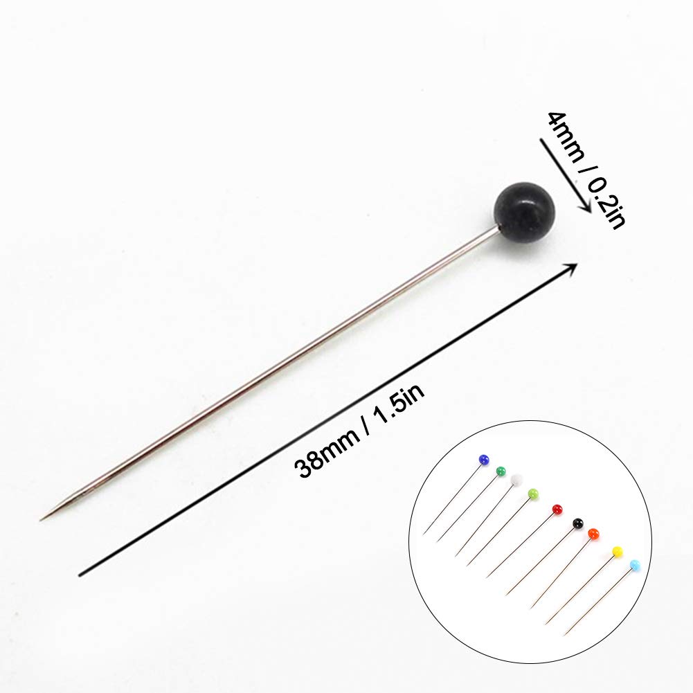 500Pcs Plastic Pearl Head Pins Colorful Sewing Bead Needle Bighead Accessories Pearlized Polymer Ivory Pearl Beading Needle Beaded Needle Straight Pins