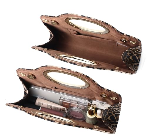 Image of Top Metal Handle Clutch Bags for Women, Evening Handbag Shoulder Crossbody Purse with Chain