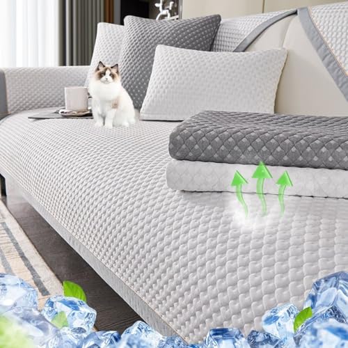 HIMENO ソファーカバー 冷感 ひんやり ソファーパッド 夏用 3人 4人掛け 肘付き 肘なし 70cm*180cm さらさら 3Dハート型 ソファーシーツ ペット対策 長座布団 冷感素材 ソファ保護カバー ソファーマット かけるだけ ズレにくい 滑り