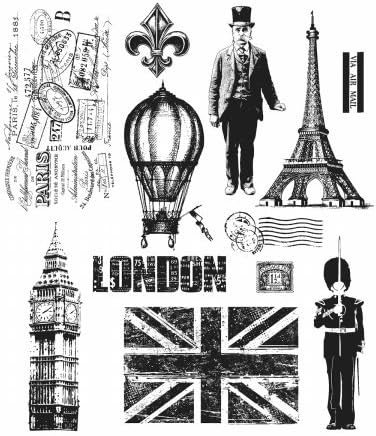 Tim Holtz Cling Rubber Stamp Set 7X8.5-Paris To London