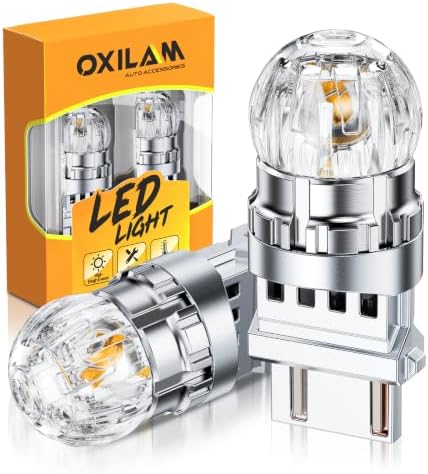 OXILAM 3157 LED Bulb Amber, 700% brighter 3157A Turn Signal Light Bulb, 3156 3057 3457 4057 4157 LED Replacement for Blinker Marker Stop Light, Tail Brake Parking & DRL Light, Pack of 2
