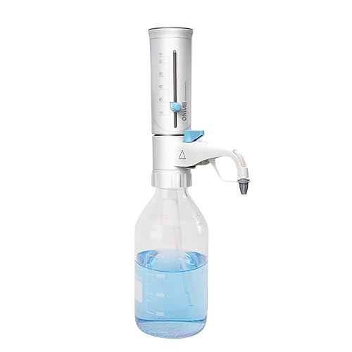 ONiLAB Dispensador de tapa de botella con botella de almacenamiento de medios redonda de 1 L (2,5-25 ml)