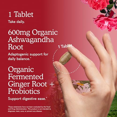 Garden of Life Organic Ashwagandha Supplement with Probiotics & Ginger - Stress, Mood & Energy Support, Vegan, Gluten Free, Non GMO, 2 Month Supply, 60 Tablets - Image 6