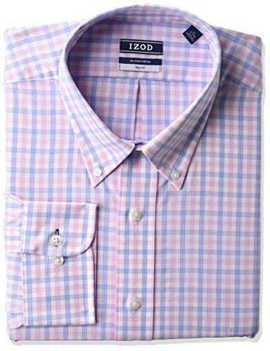 IZOD Men's FIT Dress Shirt Stretch Check (Big and Tall), Pink Mist, 20