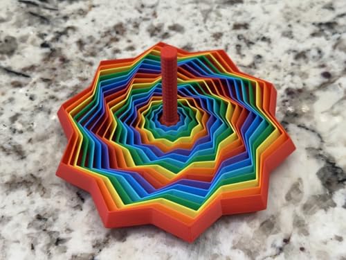 Image of Expanded Sensory Fidget Star with Handle - Visually Captivating and Satisfyingly Noisy! (True Rainbow, Medium)