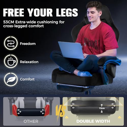 Image of GTPLAYER Big and Tall Gaming Chair 400lbs Heavy Duty Office Chair with Foot Rest, High Back Pocket Spring Ergonomic Computer Chair for Adults, Wide Comfy Seated Cushion with Linkage Armrests, Black