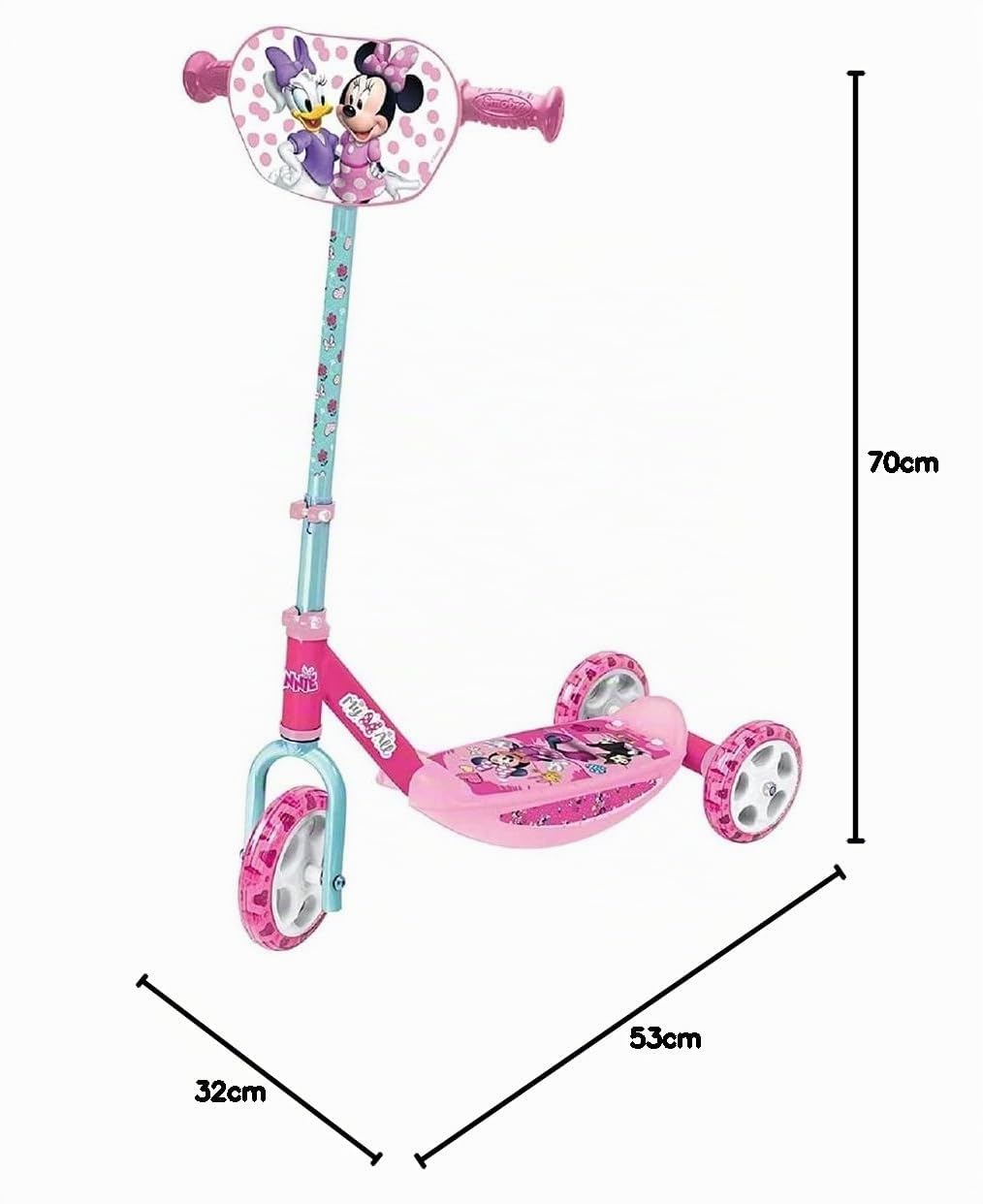 Smoby - Monopattino tre Ruote Minnie, 7600750167, +3 anni, Struttura in Metallo, Regolabile in Altezza, Trasporto Facile, Rosa, S