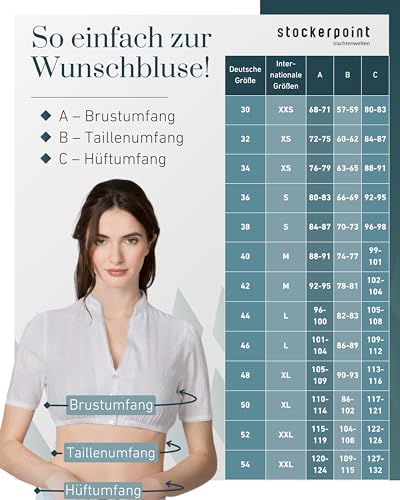 Stockerpoint Damen Tabea Dirndlbluse, Weiss, 42