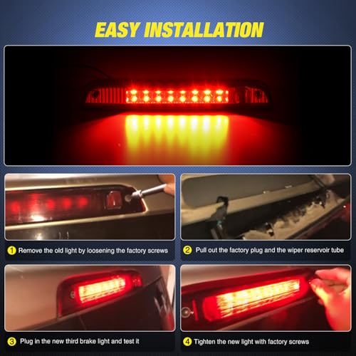 Image of Nilight Third Brake Light Tail High Mount 3rd Stop Lights Red Lens Compatible with Jeep Patriot 2007 2008 2009 2010 2011 2012 2013 2014 2015 2016 2017 Van SUV Rear Center Cab Lamp