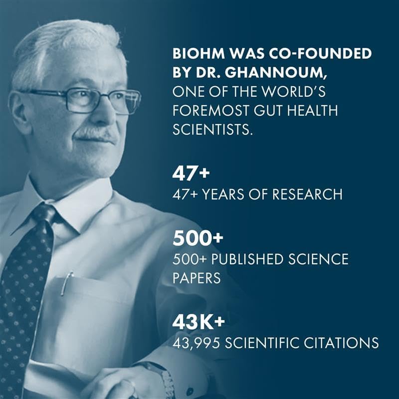 Miniatura 9 de BIOHM Paquete de prebióticos y probióticos para mujeres, suplemento de fibra con inulina y pectina de manzana en polvo, 60 cápsulas con probióticos