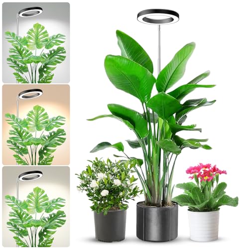 Image of Aokrean Plant Grow Light, 80LED Growing Light Full Spectrum for Indoor Plants, Height Adjustable 10 inch-65 inch, Auto Timer 6 /12 /16H, 3 Optional Spectrums, Idea for Large Plant Light, 5V, Black, 1 Pack